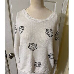 Ring Street  Bengal Tiger All Over Design Sweater Women Size Large